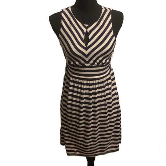 LOFT | Striped A-line Keyhole Dress XSP - Picture 2 of 7